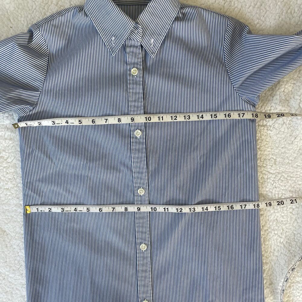 Korean Fashion Blue Pinstripe Shirt Dress Preppy Button Down - Picture 3 of 9
